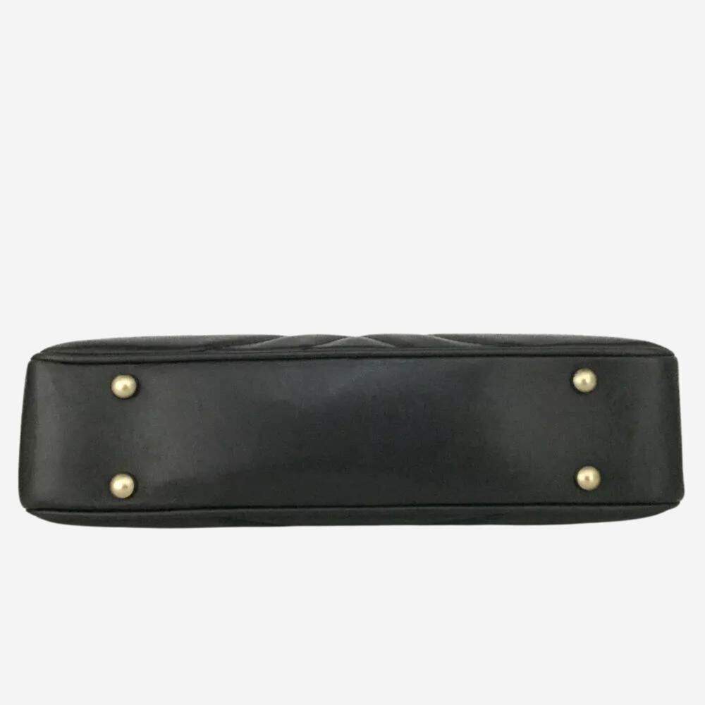Chanel Black Chevron V Stitch East/West CC Turnlock Lambskin Chain Shoulder Bag - Picture 6 of 10